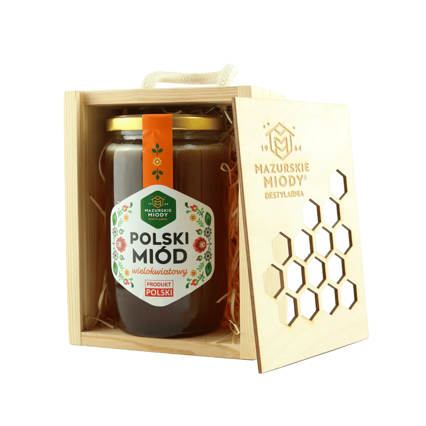 Miód polski wielokwiatowy w drewnianej skrzynce